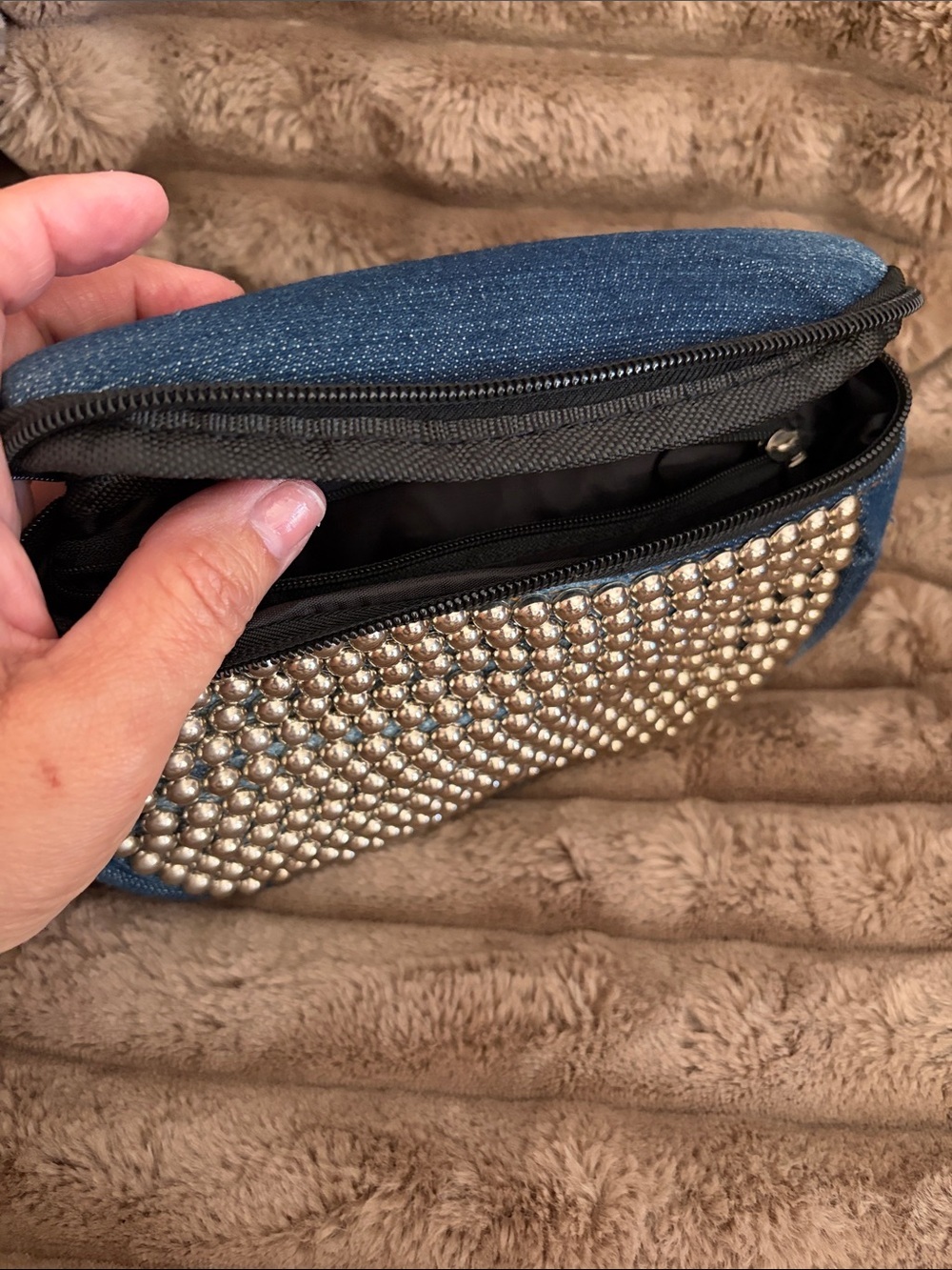 Studded Blue Denim Crossbody Belt Bag - Picture 8 of 8